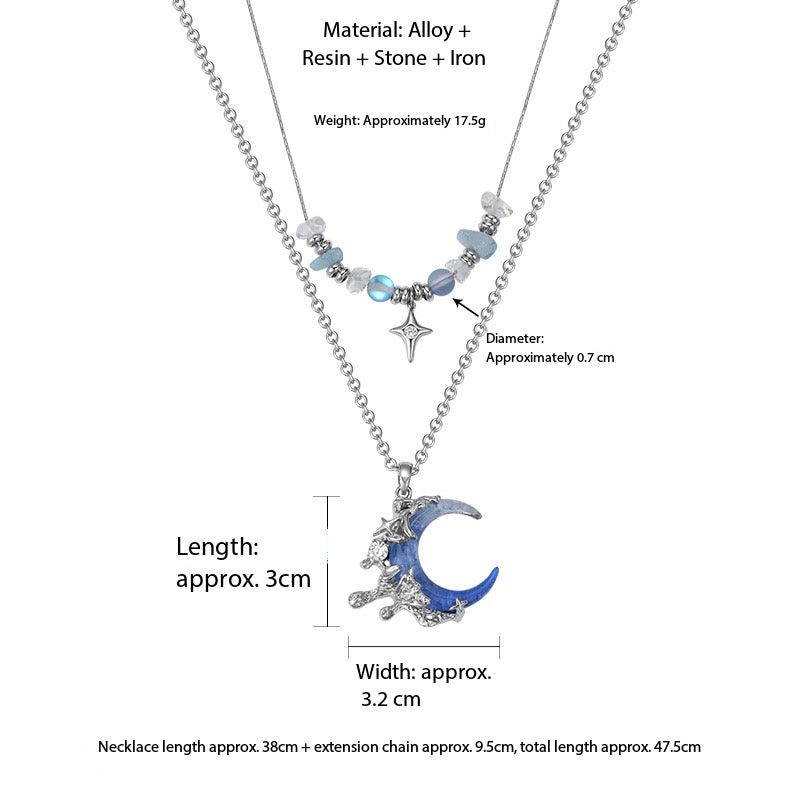 Blue moon necklace earrings