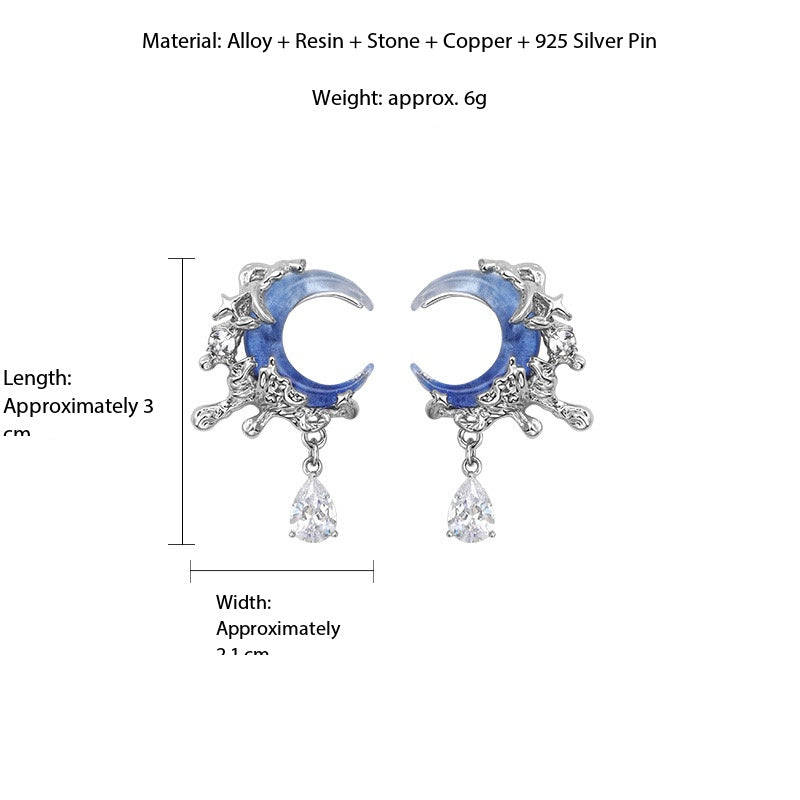 Blue moon necklace earrings