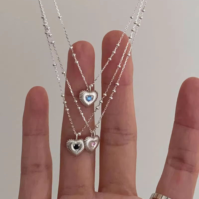 s925 sterling silver blue zircon vertical pattern lovely necklace