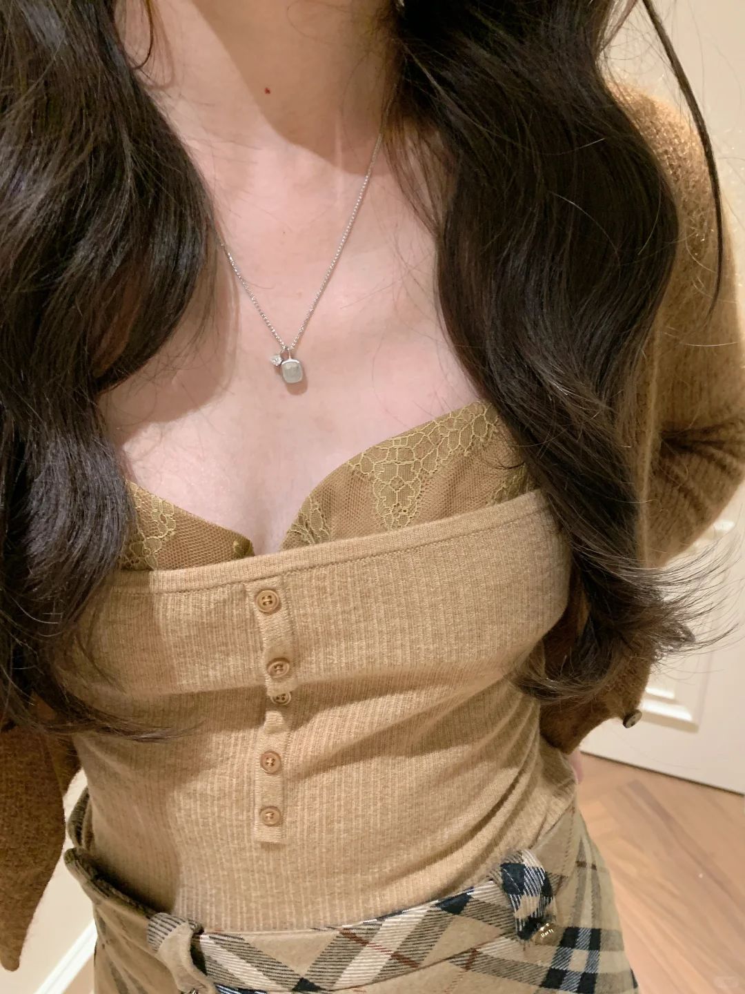 S925 Sterling Silver Brushed Sugar Cube Necklace