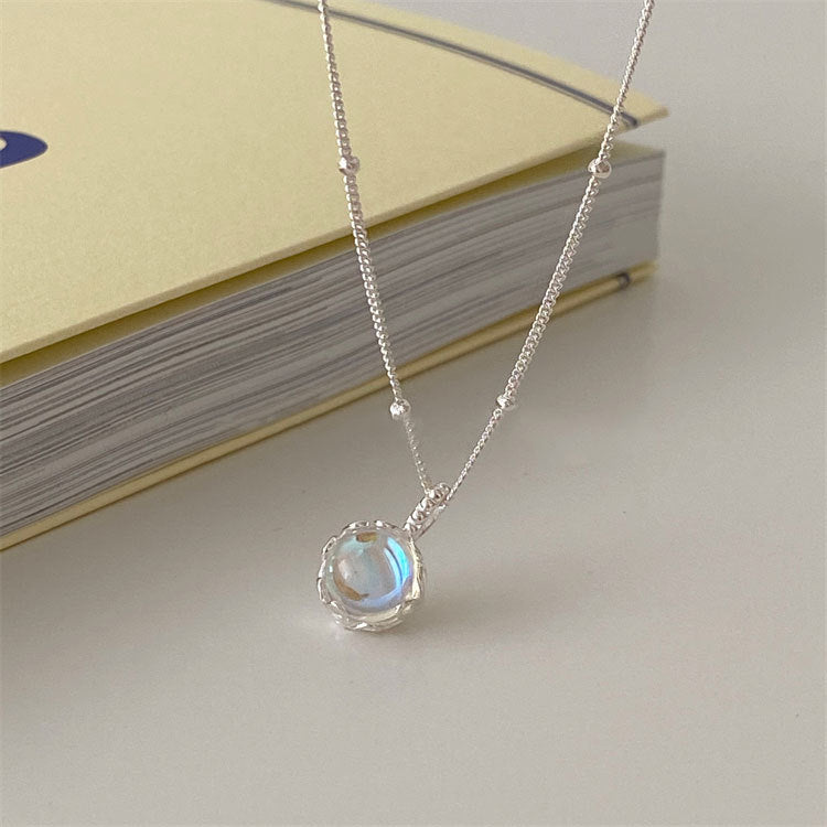 S925 sterling silver AB colored stone necklace