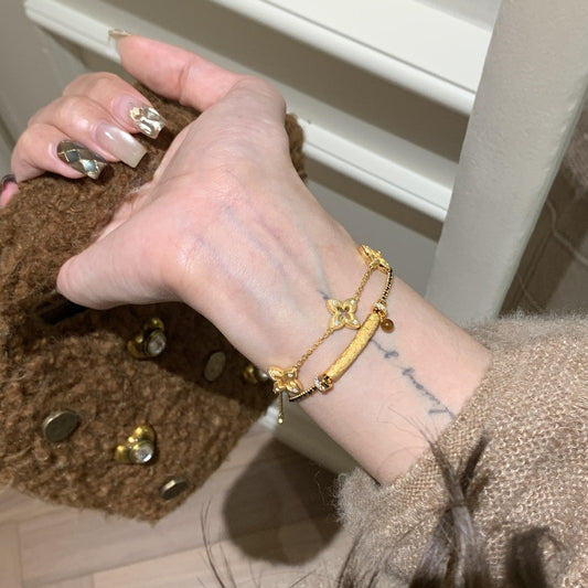 Smiling Tiger Eye Stone Black Gold Brushed Necklace Bracelet