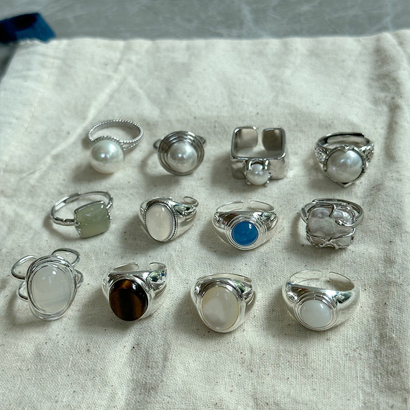 Ring Combination s925 sterling silver + gem series ring