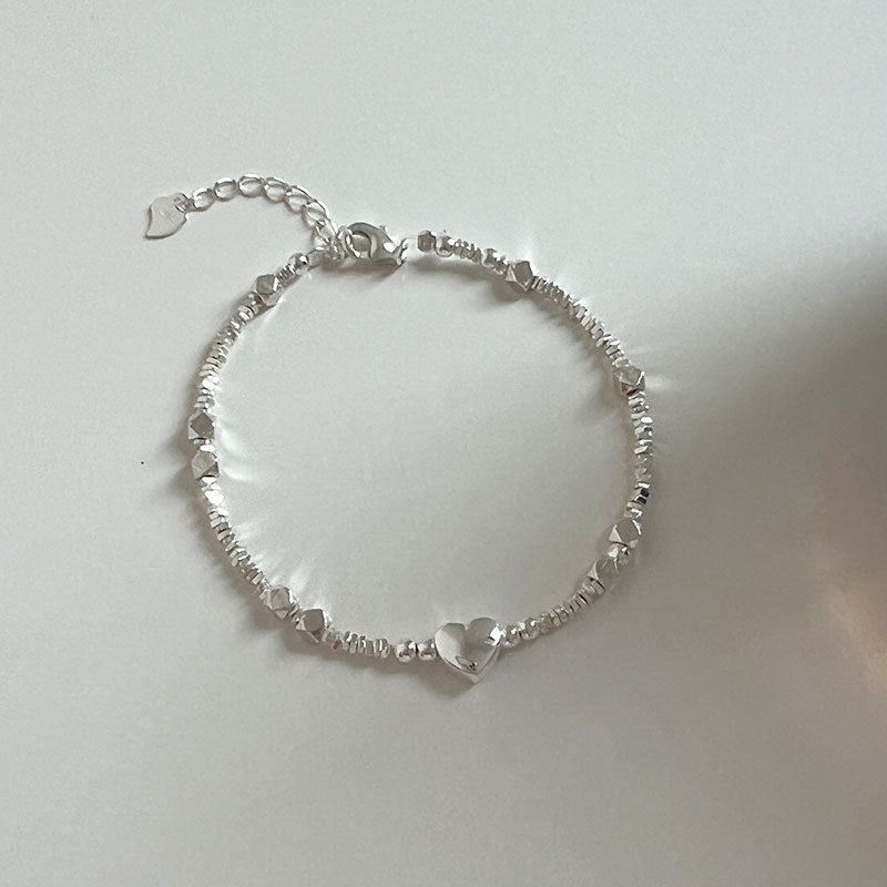925 sterling silver crushed silver heart bracelet