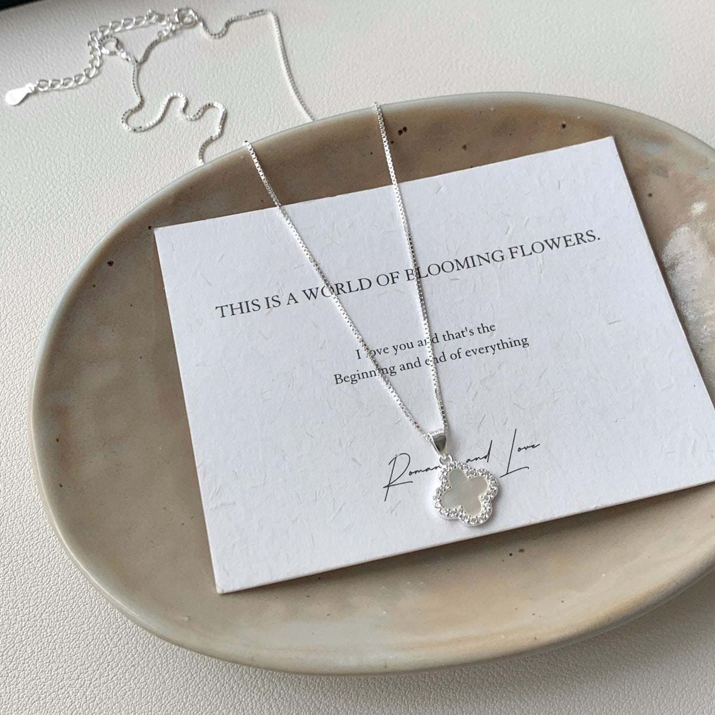 S925 sterling silver full diamond Bai Bei four-leaf clover necklace