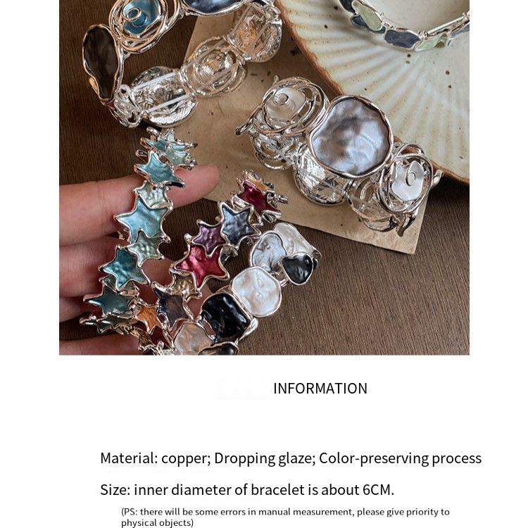 Oil dripping geometric round star butterfly color bracelet