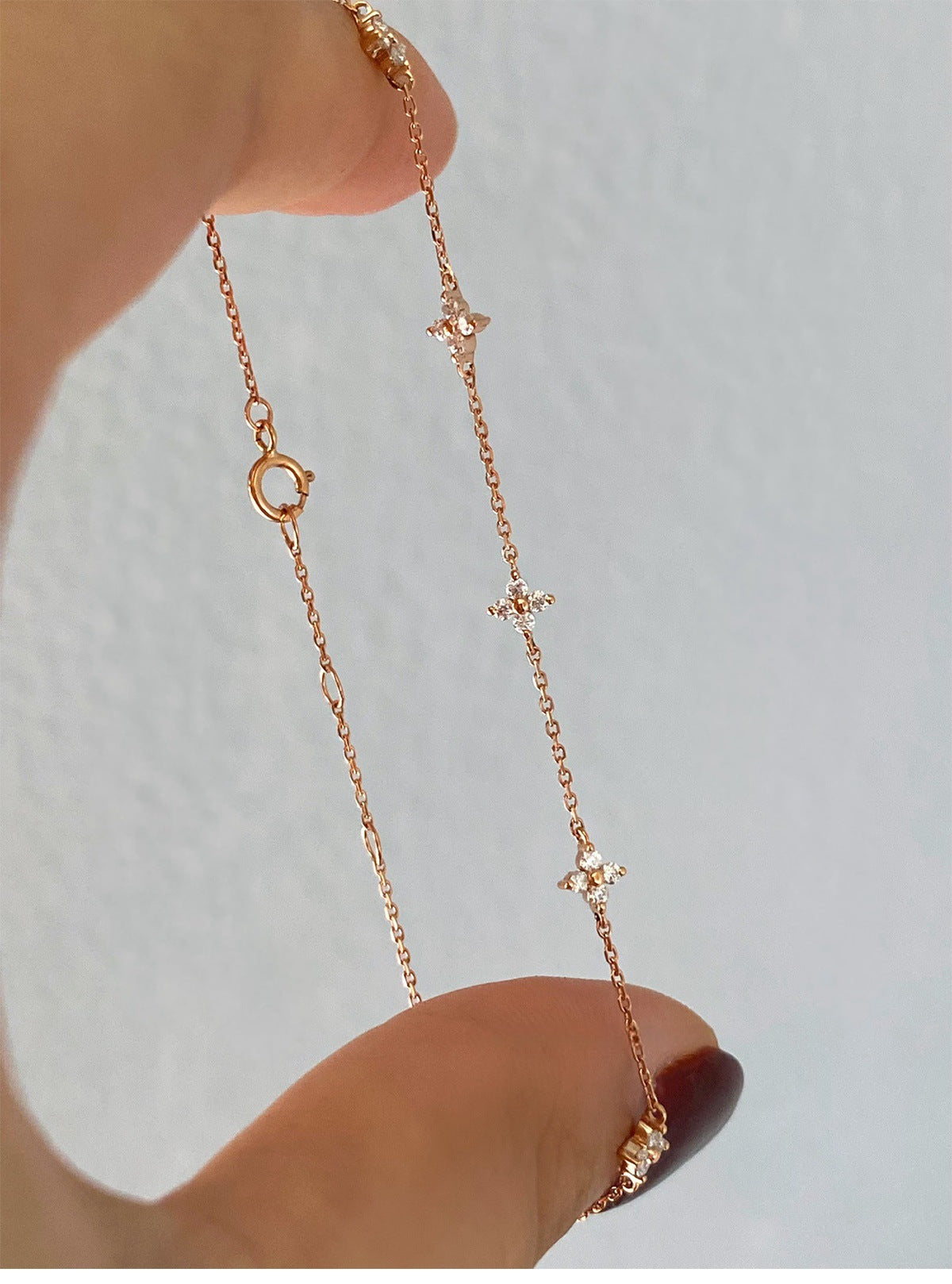 S925シルバーメッキ18Kゴールド四つ葉のクローバー星のブレスレット