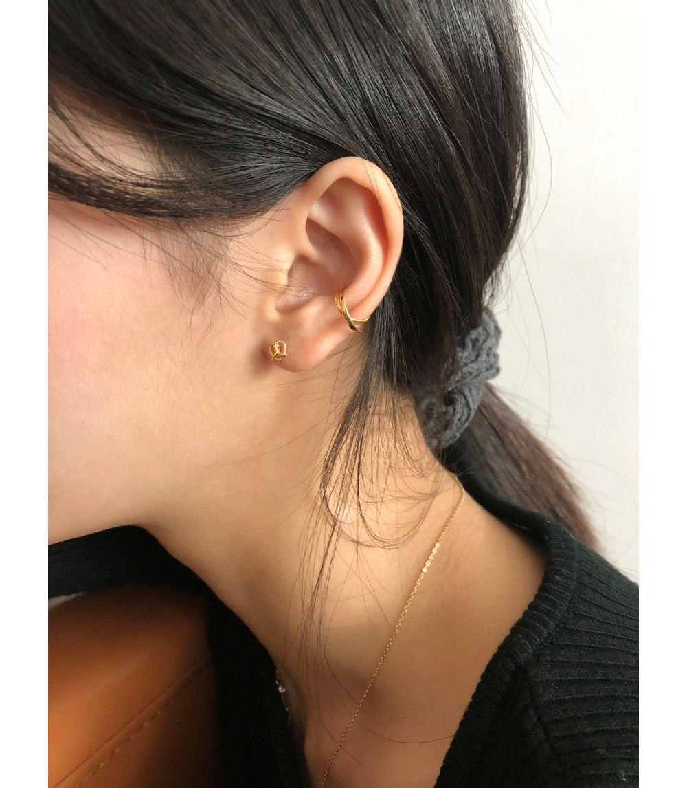 925 sterling silver cute small hollow cross love earrings