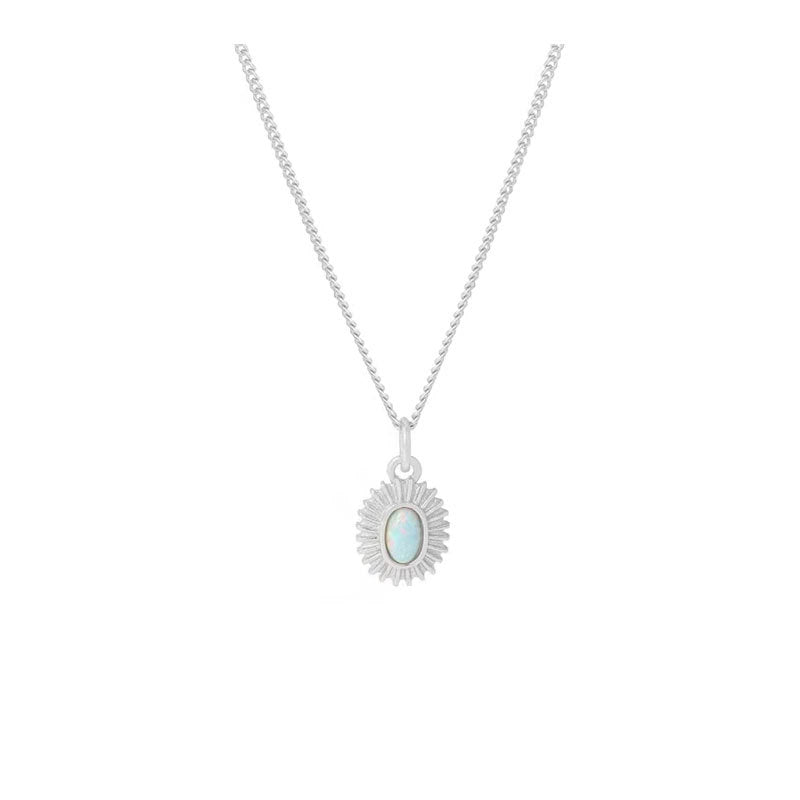S925 sterling silver opal stone necklace