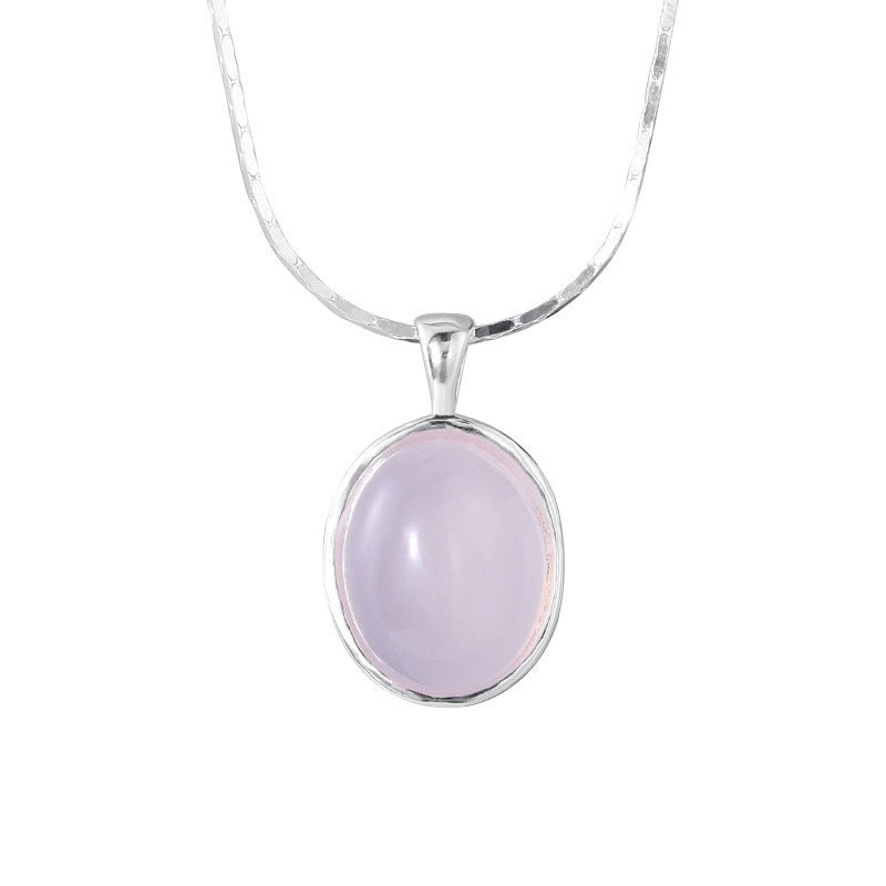 S925 Sterling Silver Pink Chalcedony Necklace