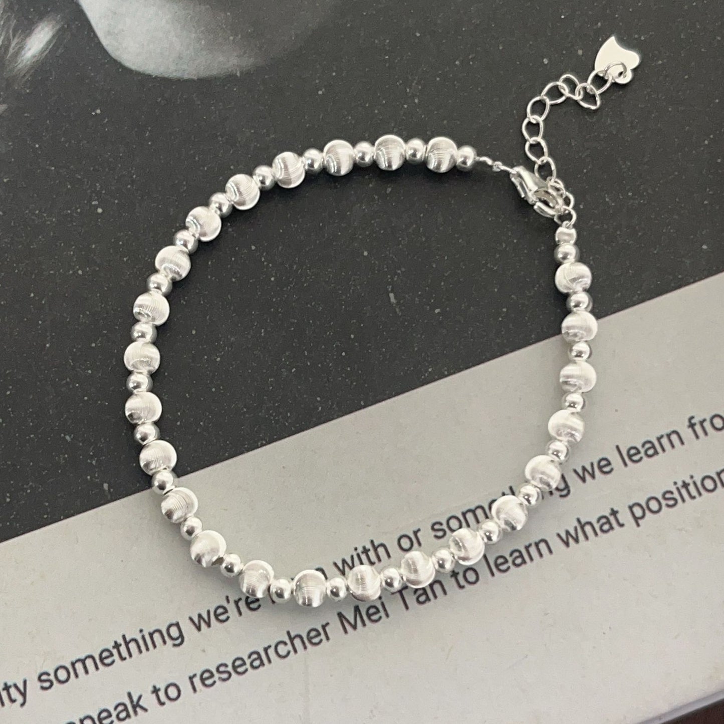 S925 sterling silver cat eye transfer bead bracelet