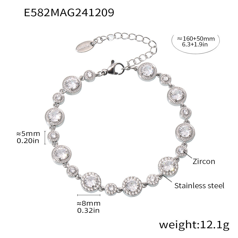 Stainless Steel Handmade Inlaid Super Flash Geometric Zircon Gestar Bracelet