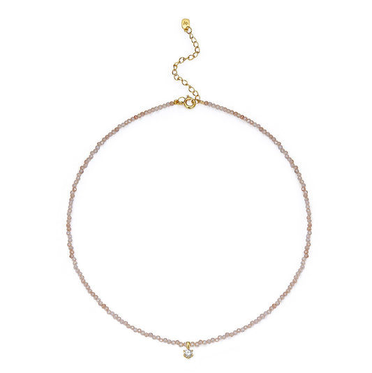 Champagne Crystal Zircon Moissanite Sterling Silver Necklace