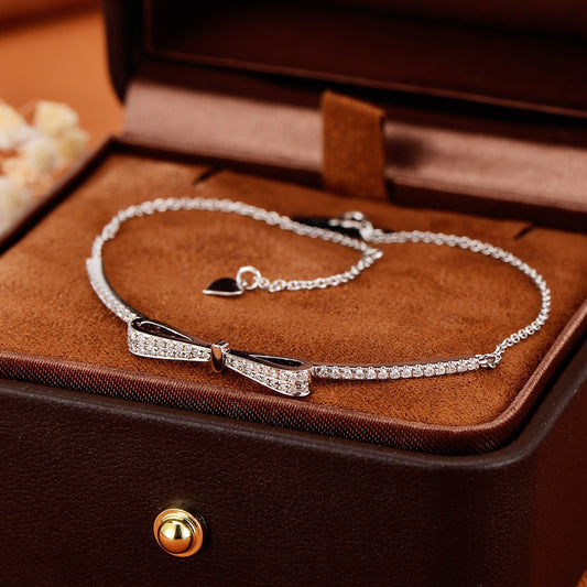 Full body S925 sterling silver bow bracelet