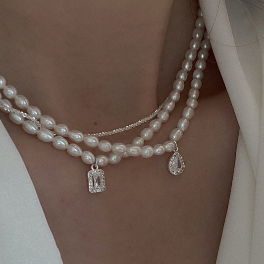 Water Drop Zircon Freshwater Pearl Necklace