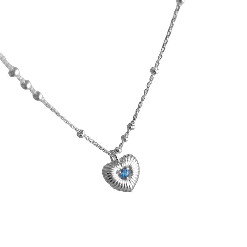 s925 sterling silver blue zircon vertical pattern lovely necklace
