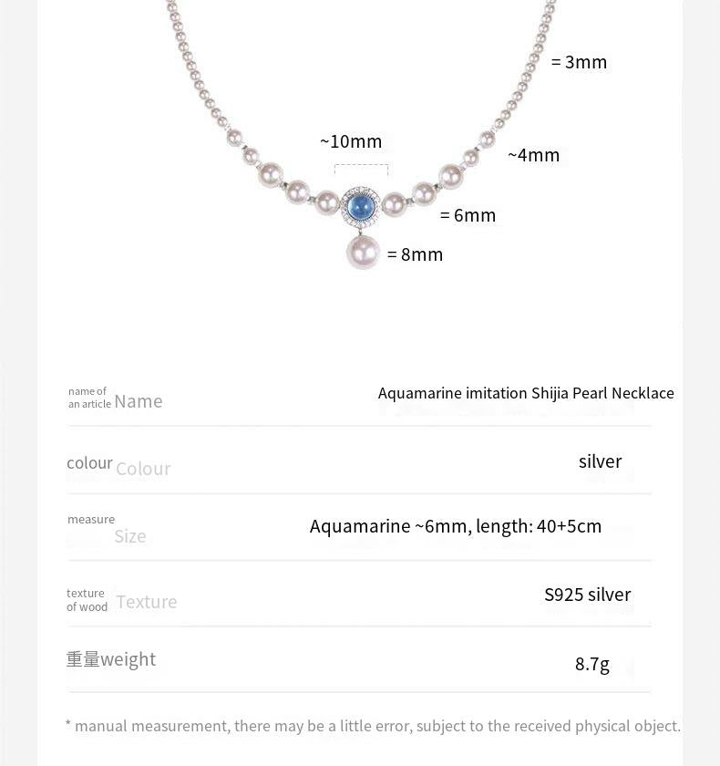 s925 sterling silver aquamarine necklace bracelet