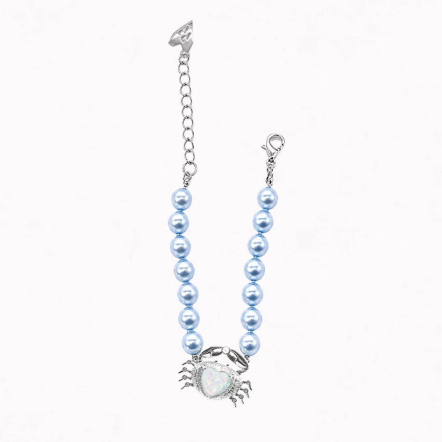Opal Crab Blue Pearl Heart-Shaped Ocean Necklace Bracelet Stud Earrings