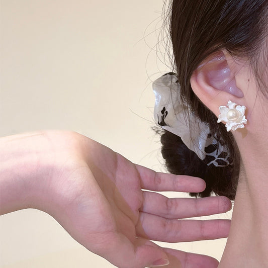 S925 Sterling Silver Pure White Jasmine Earrings