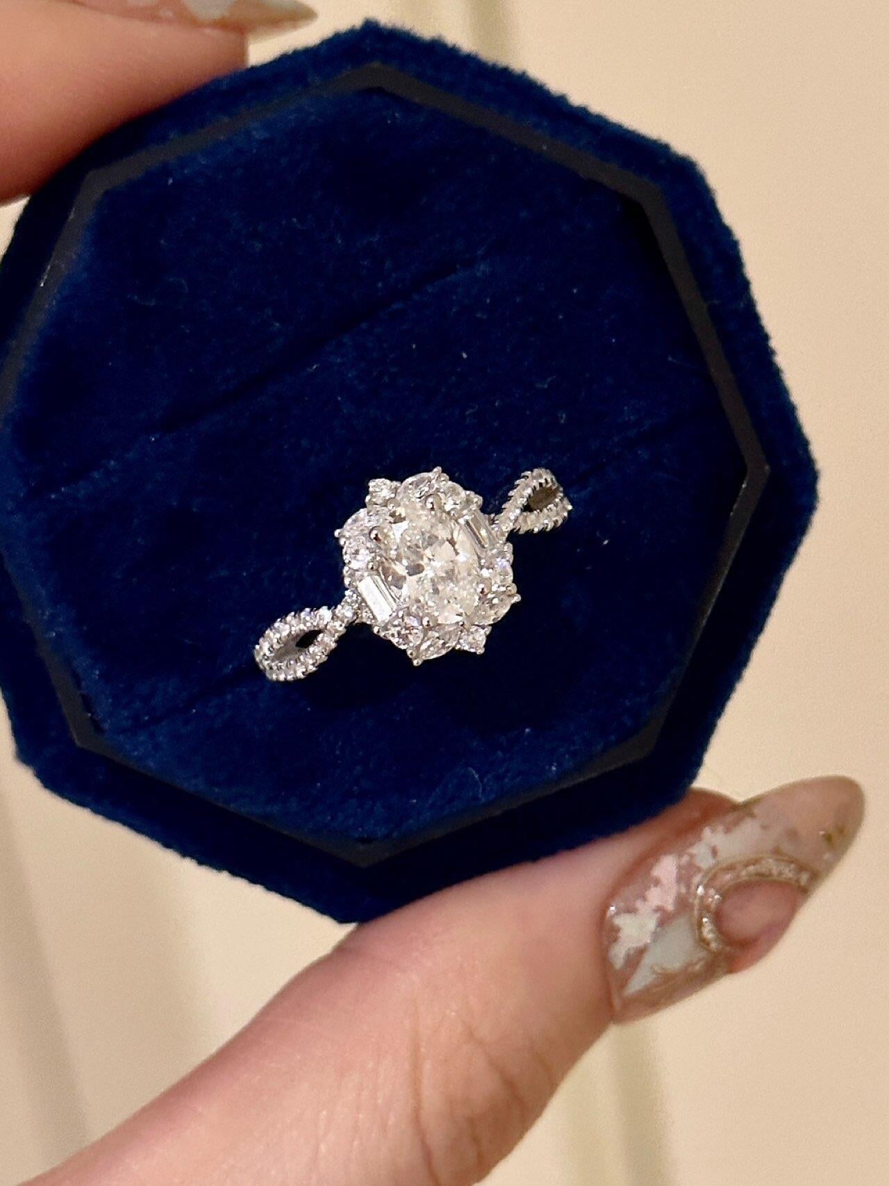 全身S925スターリングシルバーのファッション花火と鳩の卵のオーバルリング