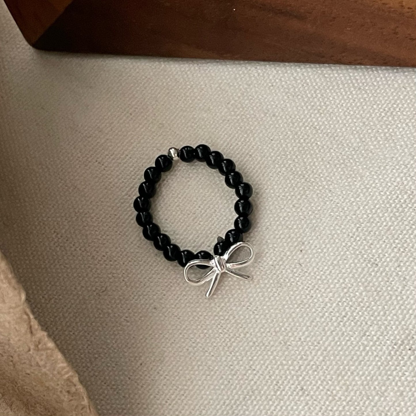 S925スターリングシルバーのボウビーズリング