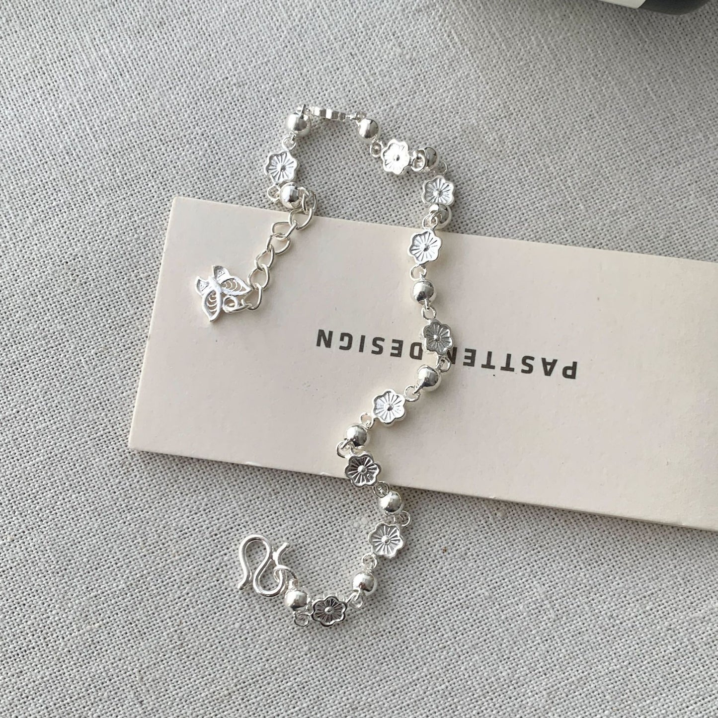 S925 Sterling Silver Peach Blossom Butterfly Bracelet