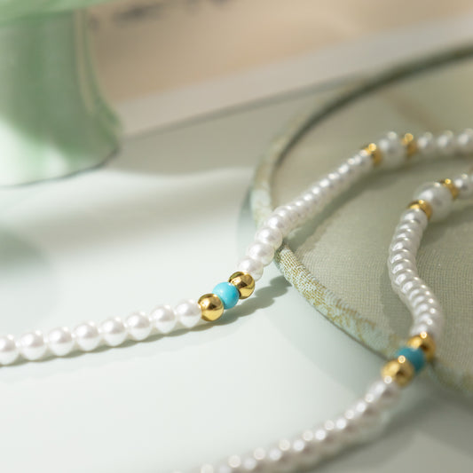 turquoise stone Pearl Necklace
