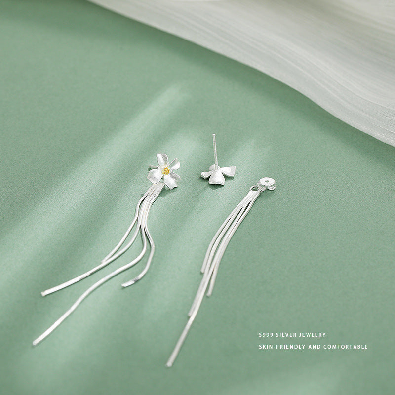 S999 foot silver elegant gardenia series set earrings ring necklace