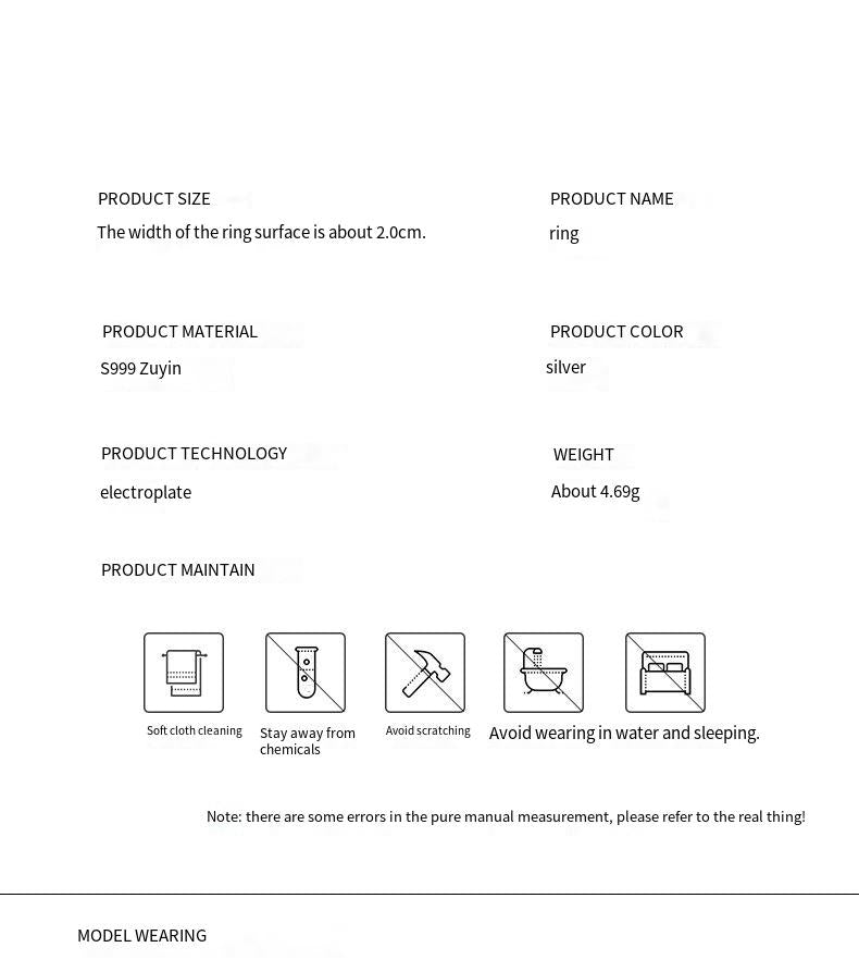S999 Foot Silver Moon Ring