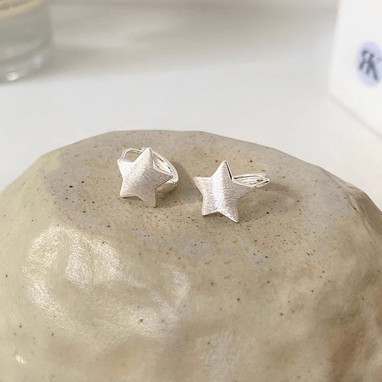 s925 sterling silver cute brushed star earrings