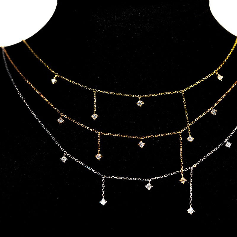 S925 Silver Plated 18K Gold Zircon Necklace
