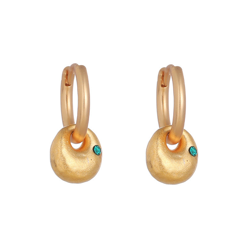 Emerald zircon necklace sand gold earrings