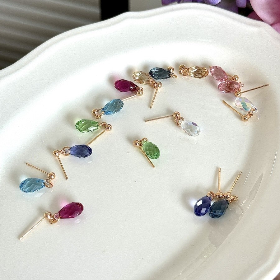 Hand-made Swarovski multicolor crystal earrings S925 silver needle