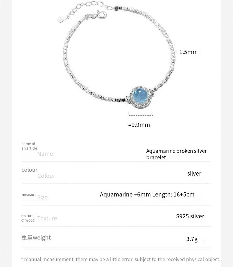 s925 sterling silver aquamarine necklace bracelet