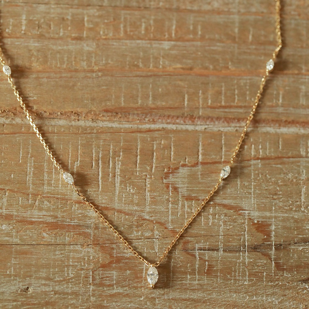 S925 Silver Plated 18K Gold Inlaid Horse Eye Necklace
