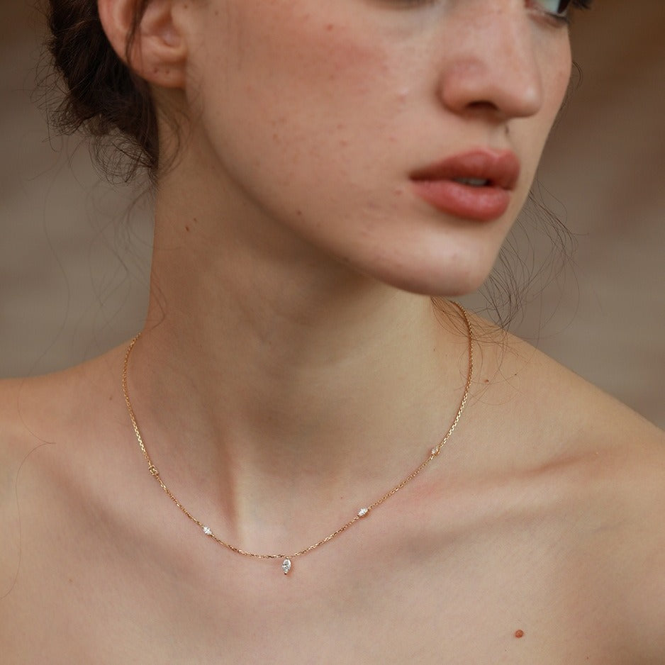 S925 Silver Plated 18K Gold Inlaid Horse Eye Necklace