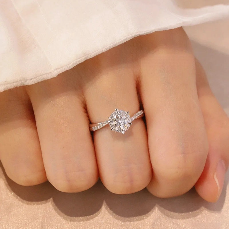 One carat Pure silver moissanite ring