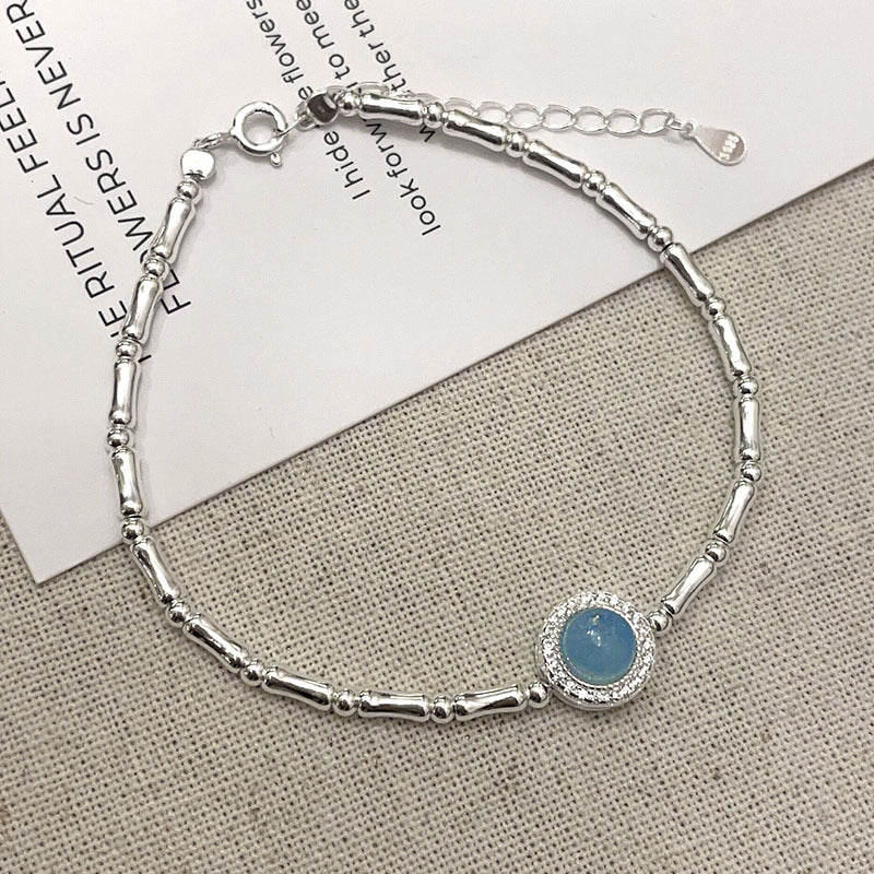 s925 sterling silver aquamarine necklace bracelet