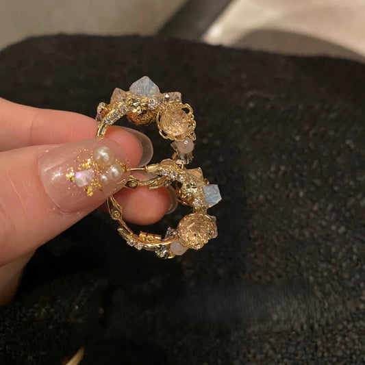 Blue zircon flower earrings