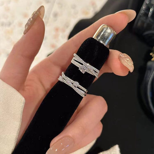 S925 sterling silver three-layer surround micro diamond ring