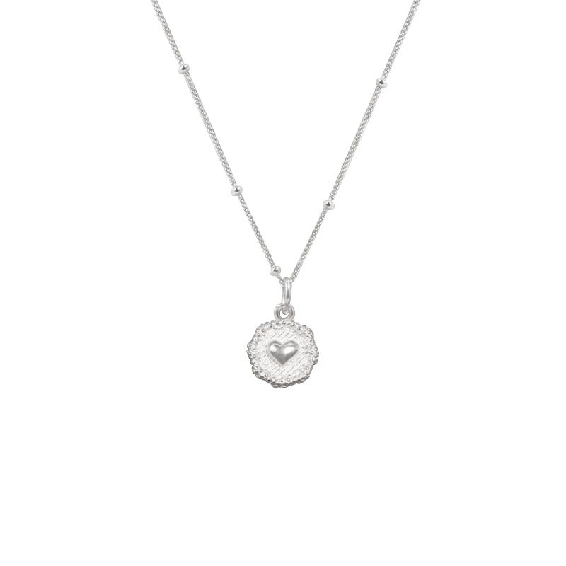 s925 sterling silver small round heart necklace