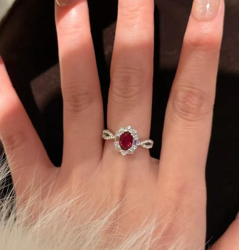 全身S925スターリングシルバーのファッション花火と鳩の卵のオーバルリング