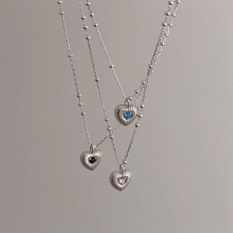 s925 sterling silver blue zircon vertical pattern lovely necklace