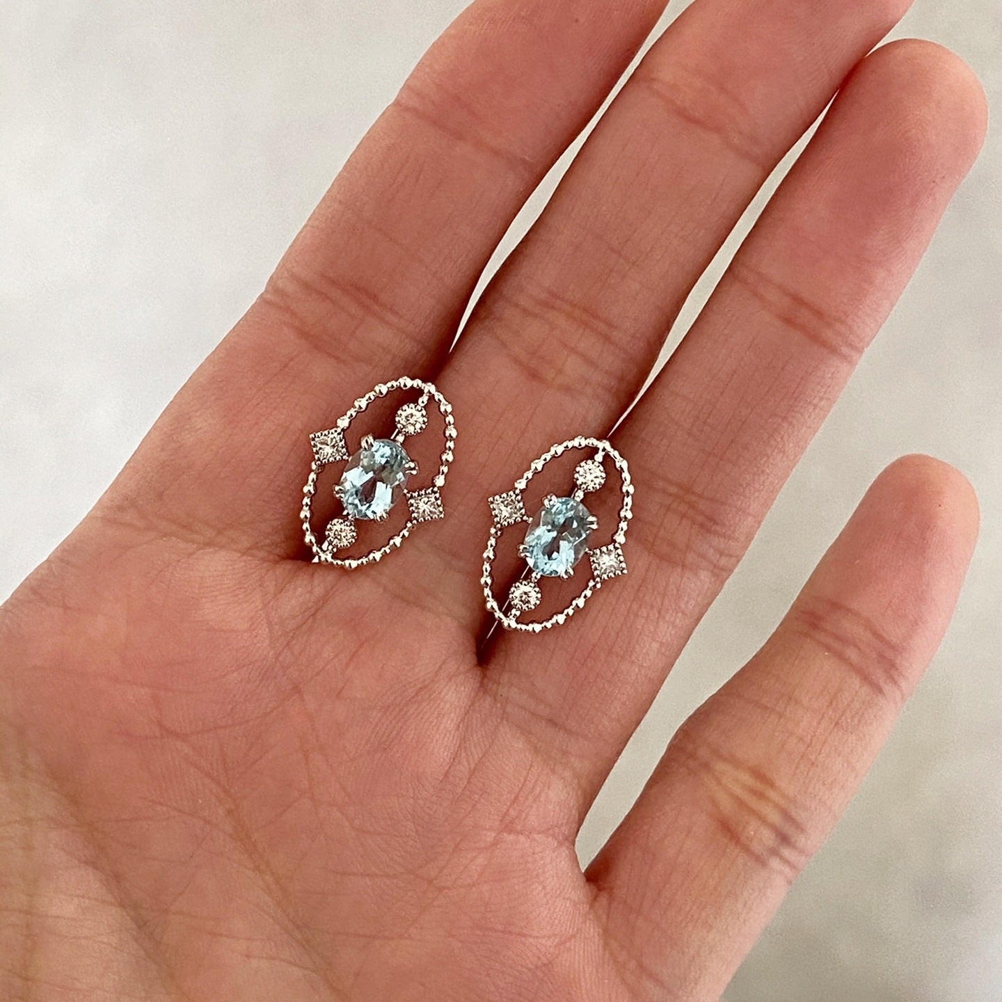 S925スターリングシルバーパライバレースネイビーブルートレジャートパーズリングスタッドイヤリング