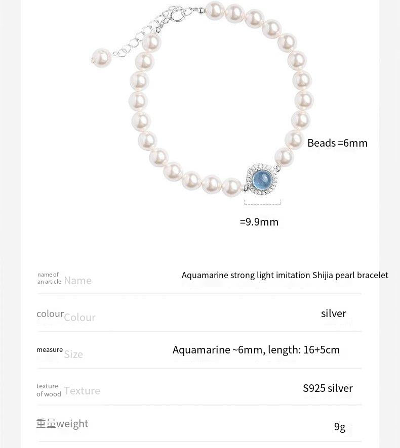 s925 sterling silver aquamarine necklace bracelet