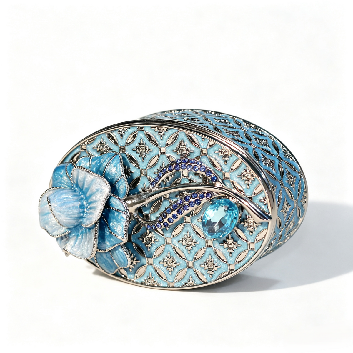 Enamel Rose Metal Jewelry Organizer Box
