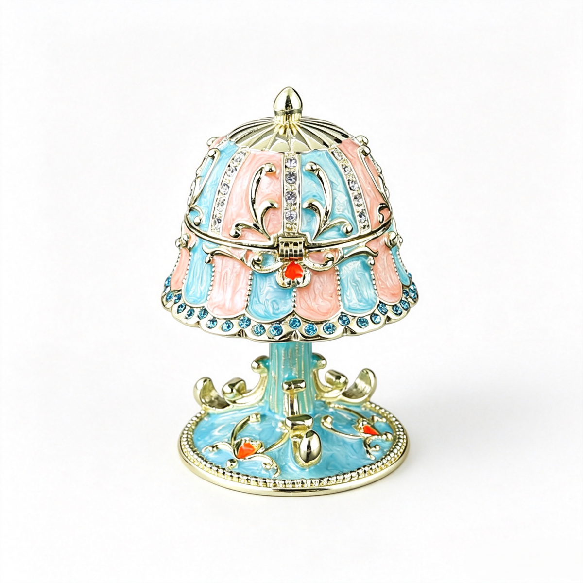 Enamel Metal Diamond-Studded Lamp Jewelry Box