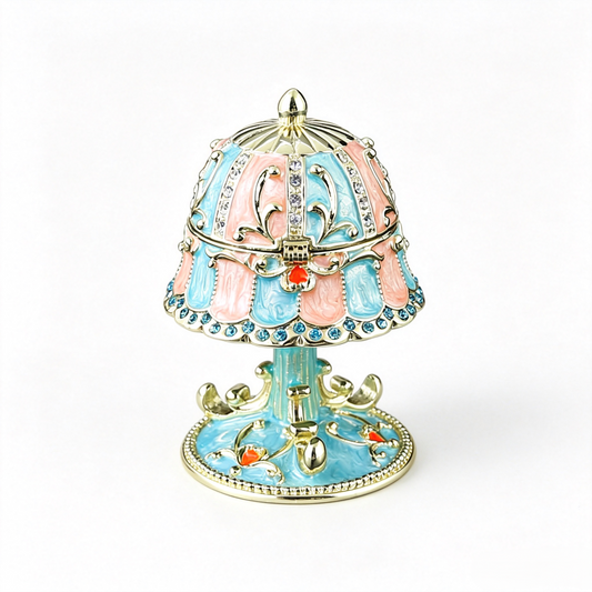 Enamel Metal Diamond-Studded Lamp Jewelry Box