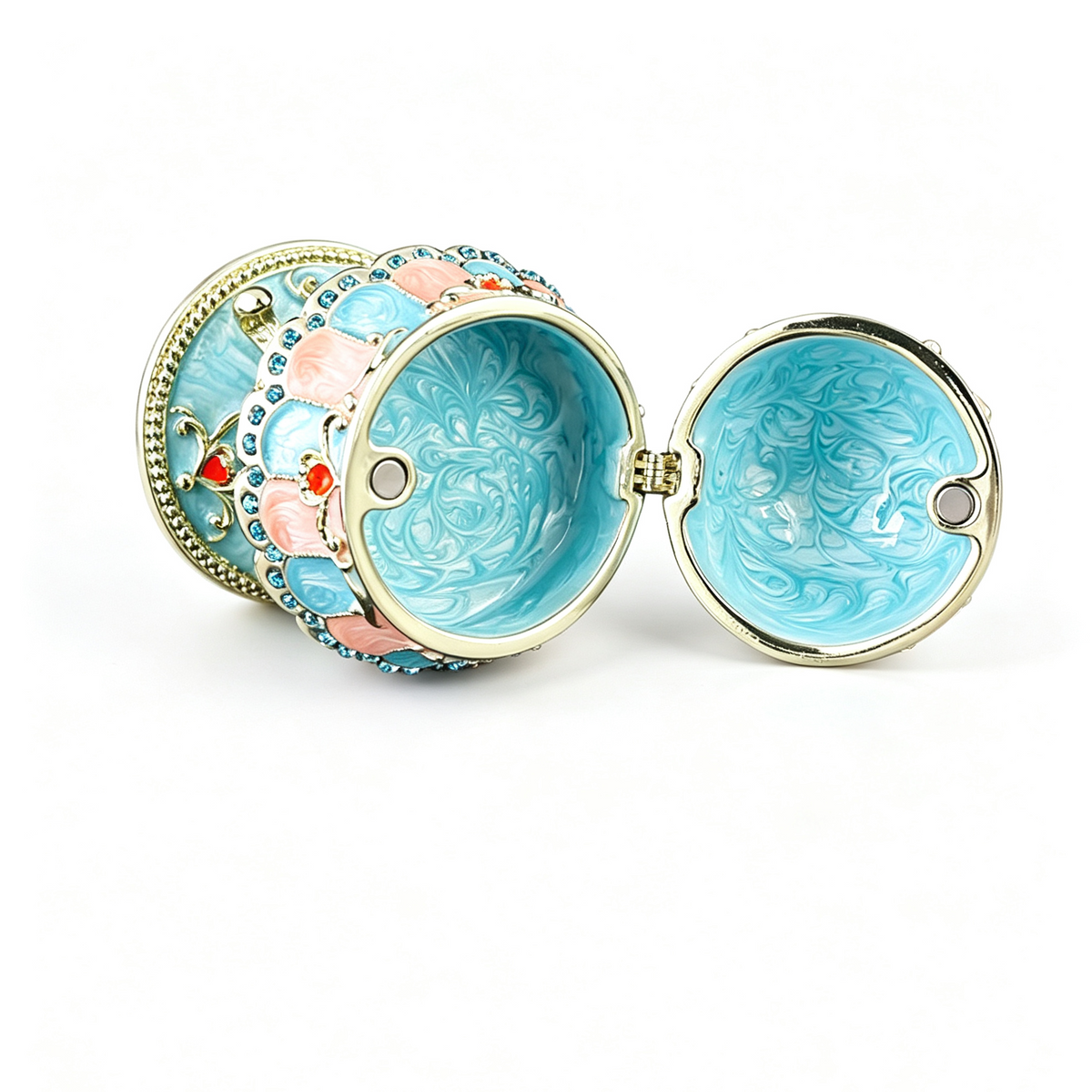 Enamel Metal Diamond-Studded Lamp Jewelry Box