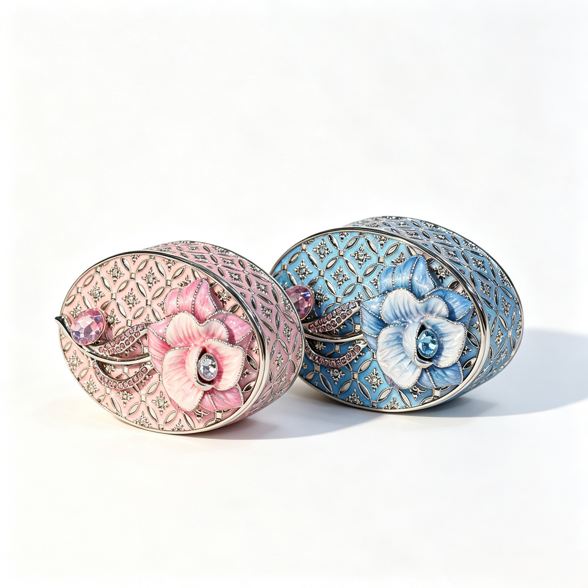 Enamel Rose Metal Jewelry Organizer Box